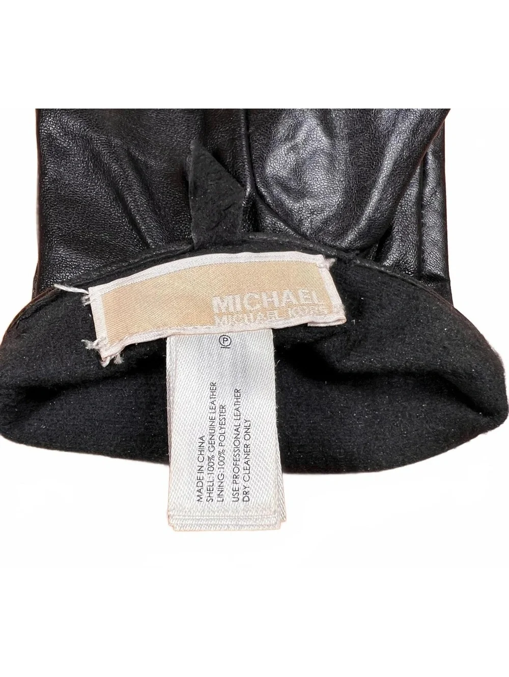 Michael Kors Black Leather Gloves with MK Logo Accent